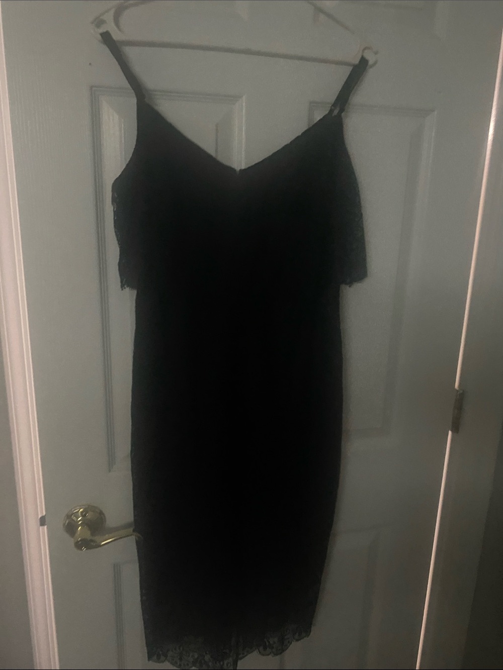 Guess Black Lace Midi Dress with Spaghetti Straps